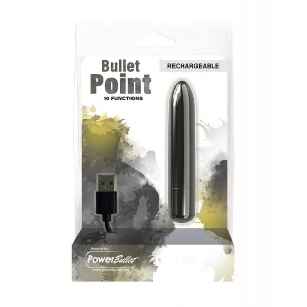 Bullet Point Rechargeable Bullet - 10 Functions Black