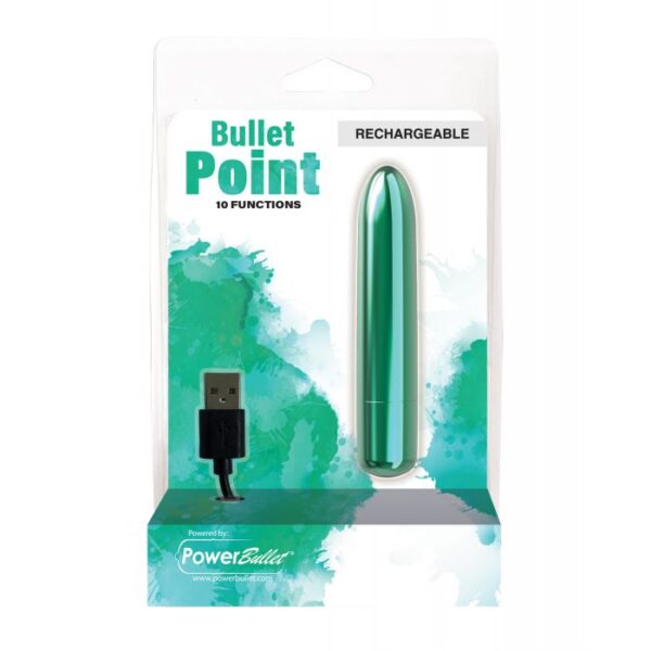 Bullet Point Rechargeable Bullet - 10 Functions Teal